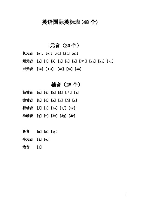 英语国际英标表