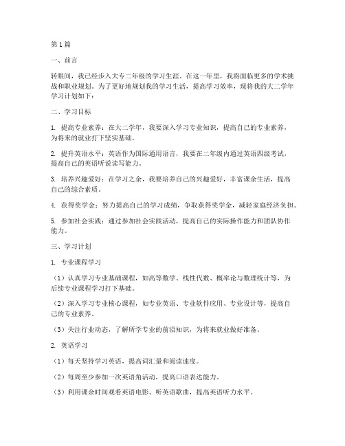 大专大二学年学习计划(3篇)