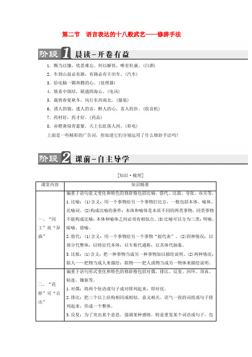 2016_2017学年高中语文第6课语言的艺术第2节语言表达的十八般武艺_修辞手法讲义新人教版