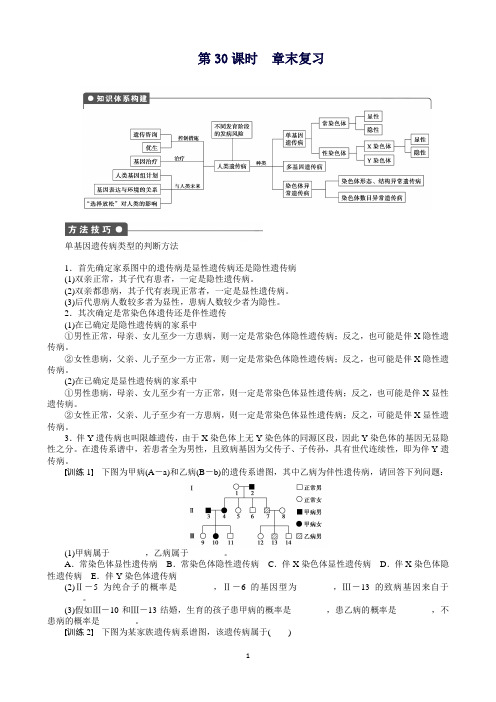 高一生物浙科版必修2章末复习：第六章遗传与人类健康