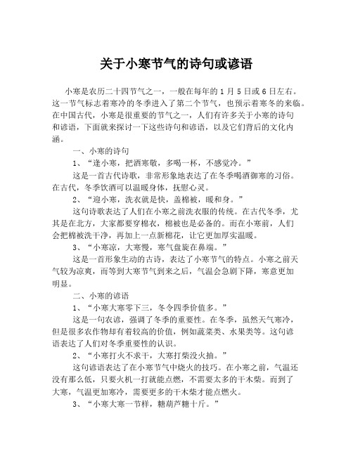 关于小寒节气的诗句或谚语