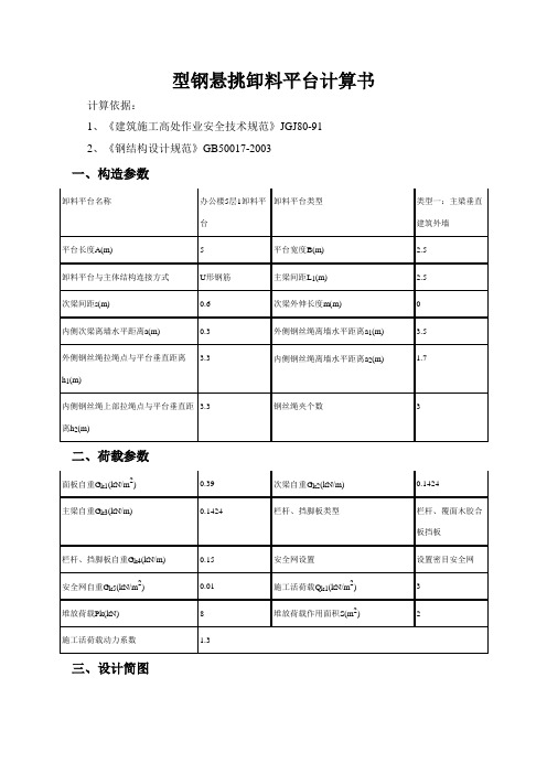 型钢悬挑卸料平台计算书5米