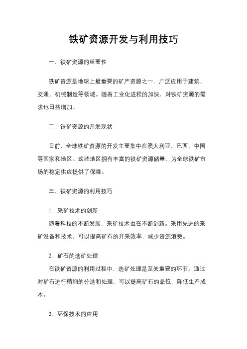 铁矿资源开发与利用技巧