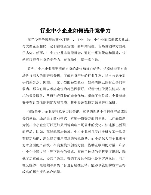 行业中小企业如何提升竞争力