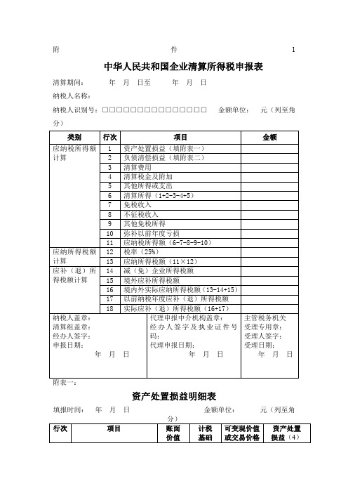 企业所得税清算表