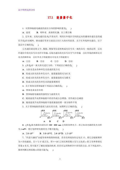 高中物理选修3-5课时作业13：17.1 能量量子化