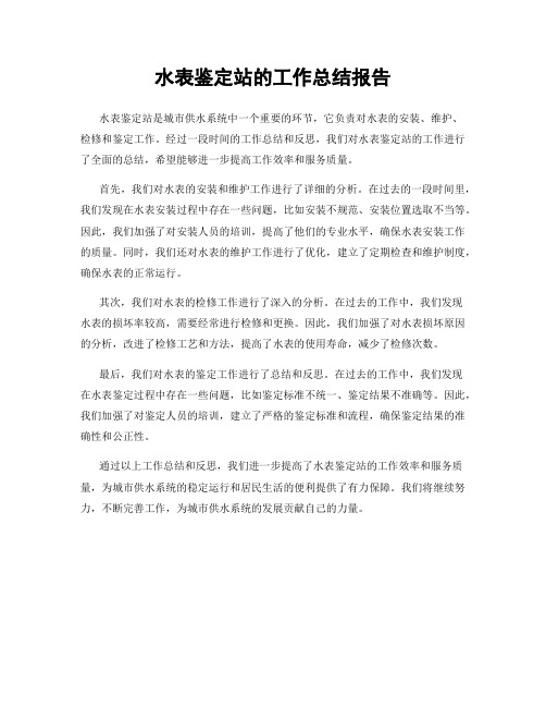 水表鉴定站的工作总结报告