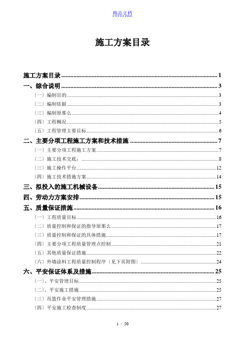 施工组织设计-成都市瑞城名人酒店外墙装饰工程施工方案模板