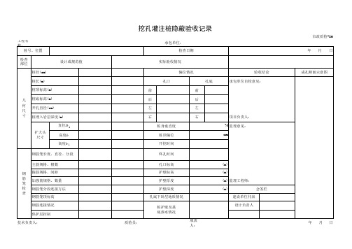 挖孔灌注桩隐蔽验收记录