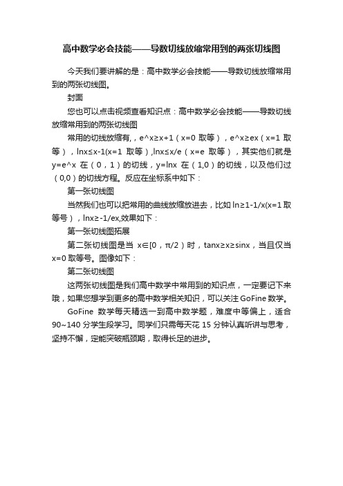 高中数学必会技能——导数切线放缩常用到的两张切线图