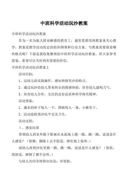 中班科学活动玩沙教案