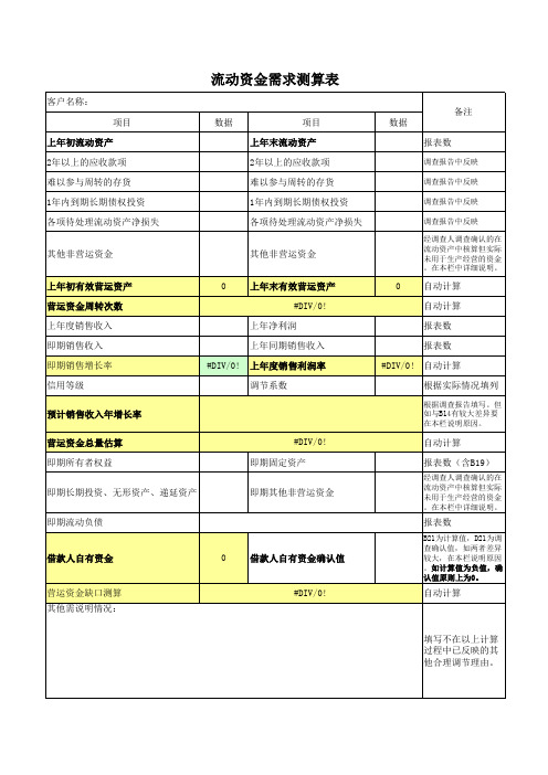 流动资金测算(填表说明)