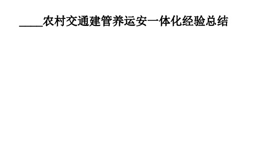 2024农村交通建管养运安一体化经验总结