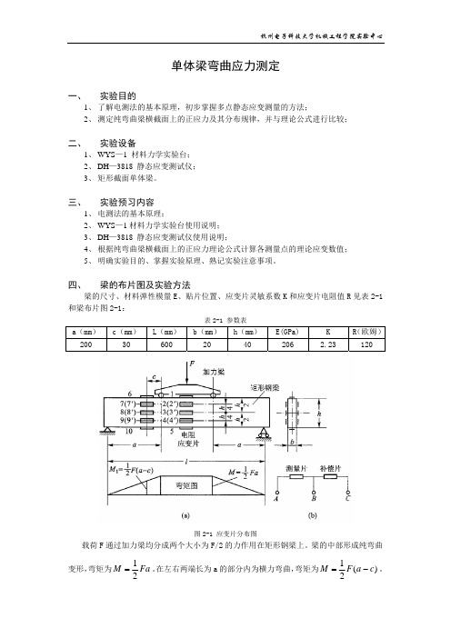 单体梁弯曲应力测定