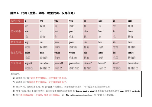 代词主格、宾格、所有格