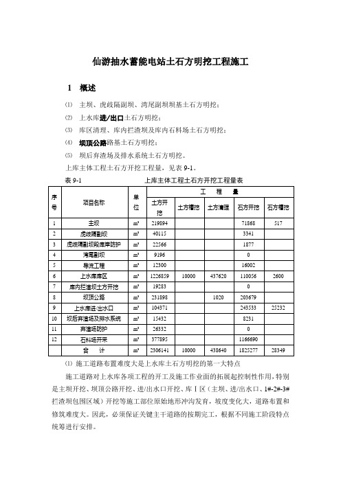 仙游抽水蓄能电站土石方明挖工程施工