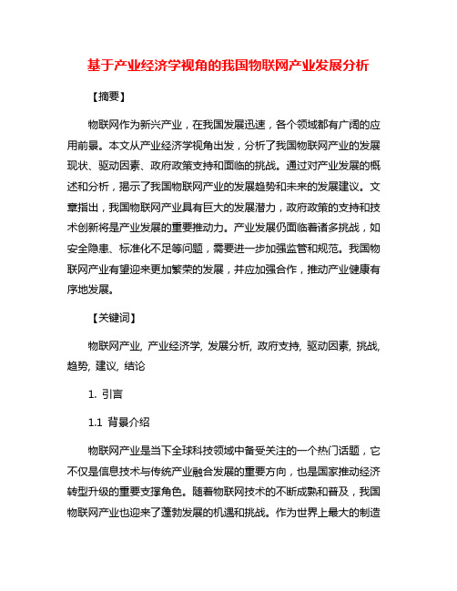 基于产业经济学视角的我国物联网产业发展分析