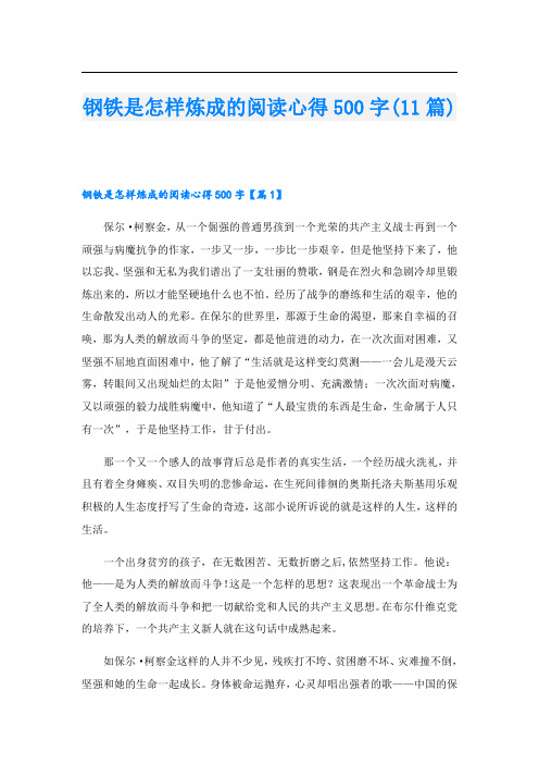 钢铁是怎样炼成的阅读心得500字(11篇)