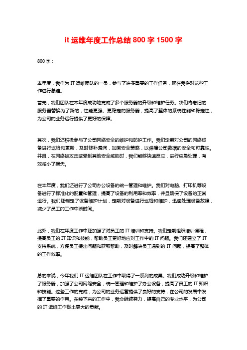 it运维年度工作总结800字