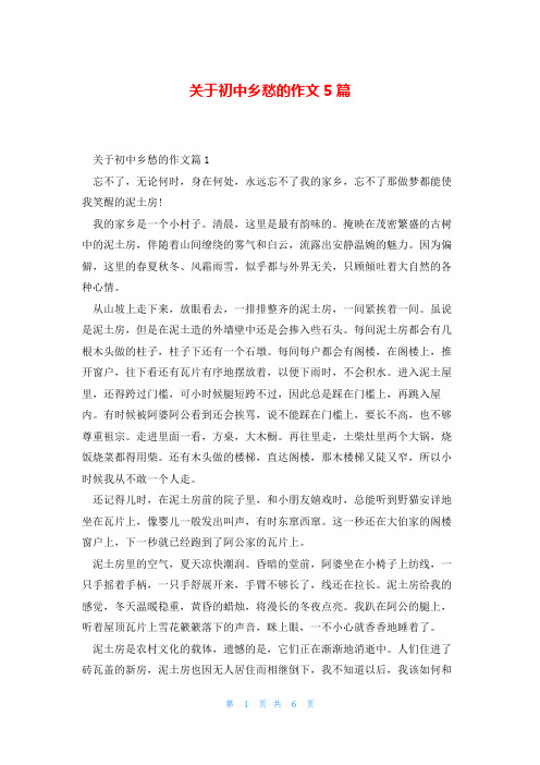 关于初中乡愁的作文5篇