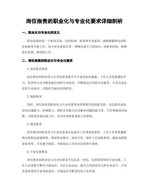 岗位指责的职业化与专业化要求详细剖析