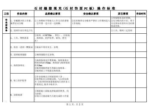 石材缝隙填充(石材饰面PC板)操作标准