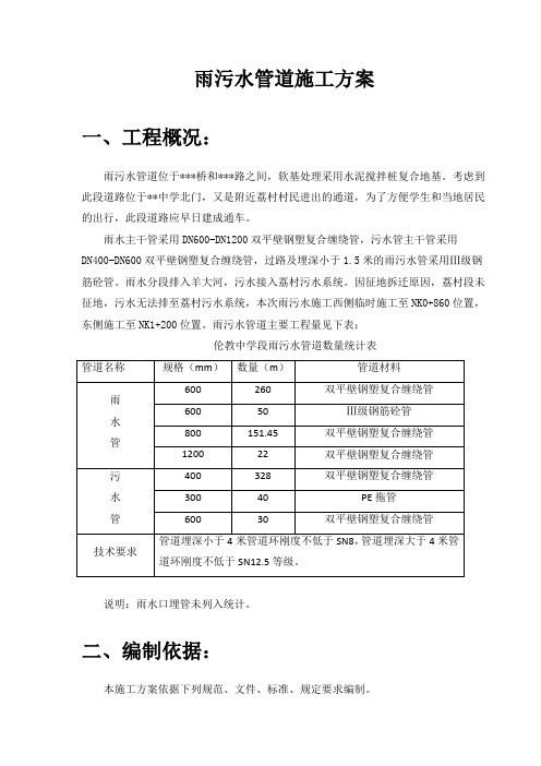 广东某市政道路雨污水管道施工方案(附示意图、倒虹井施工)