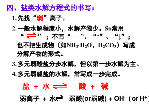 水解方程式的书写