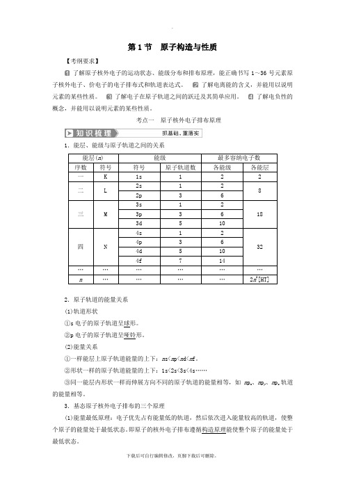 (通用版)2021版高考化学一轮复习选修3物质结构与性质第1节原子结构与性质学案新人教版