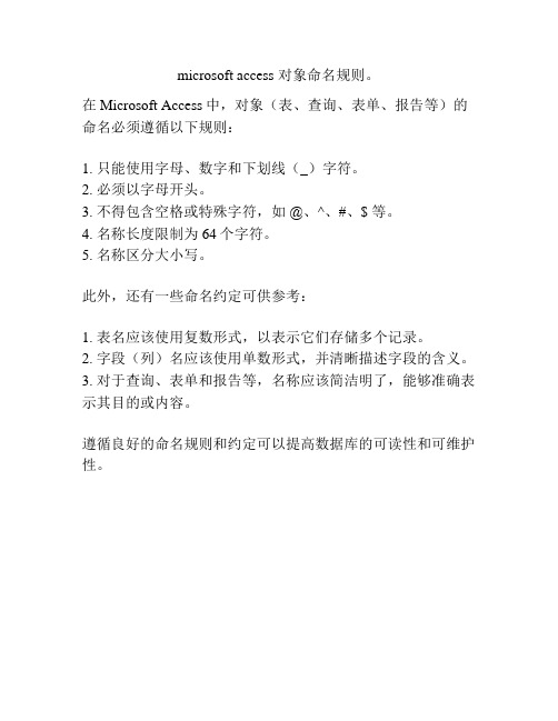 microsoft access 对象命名规则。