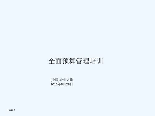 安永财务管理培训---全面预算 PPT