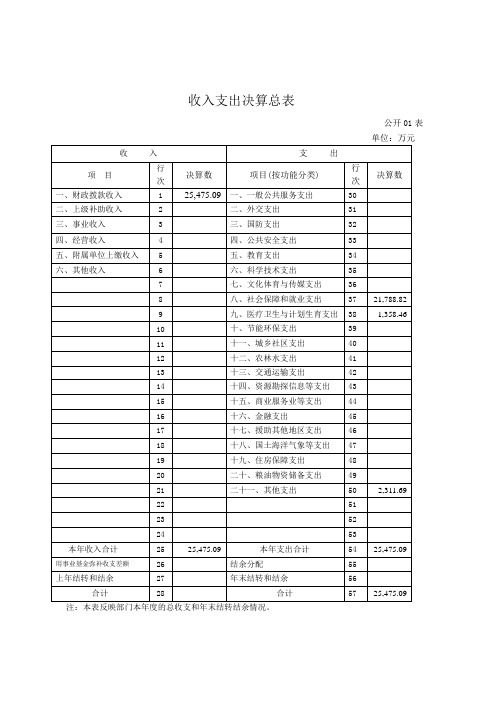 收入支出决算总表