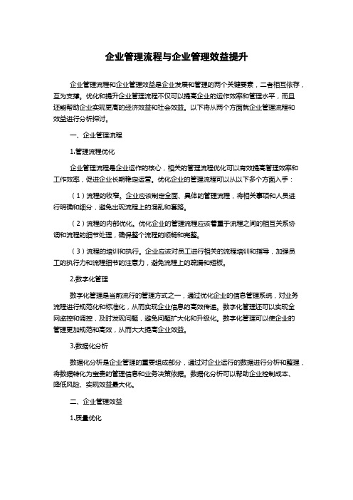 企业管理流程与企业管理效益提升