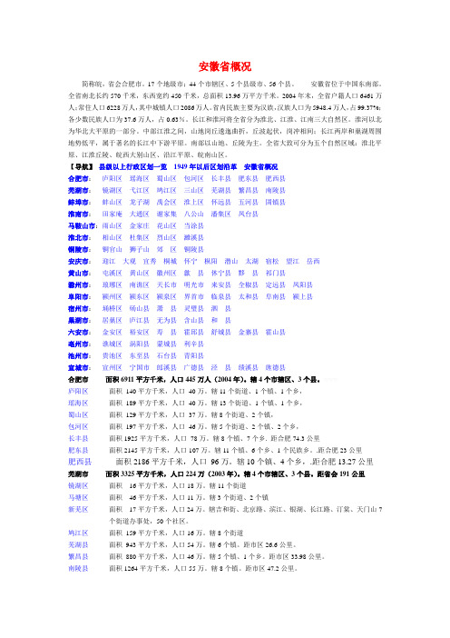 安徽省概况