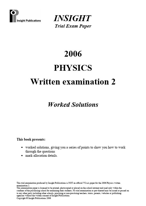 INSIGHT Physics Trial Exam 2 Solutions Book - 2006