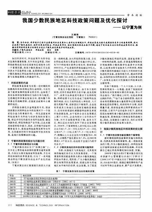 我国少数民族地区科技政策问题及优化探讨——以宁夏为例