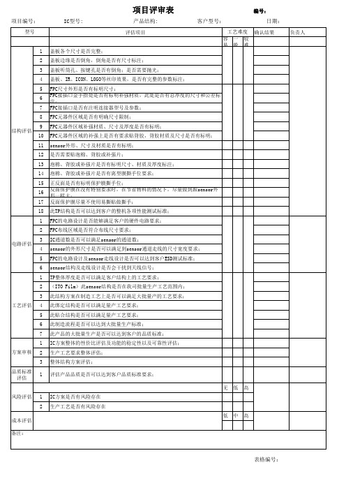 项目评审表