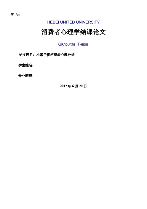 小米手机消费者心理分析