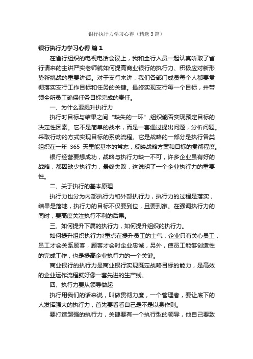 银行执行力学习心得(精选3篇)