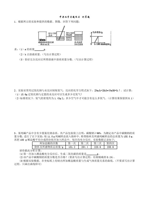 (word完整版)初三中考化学专题练习--计算题(含参考答案最新)