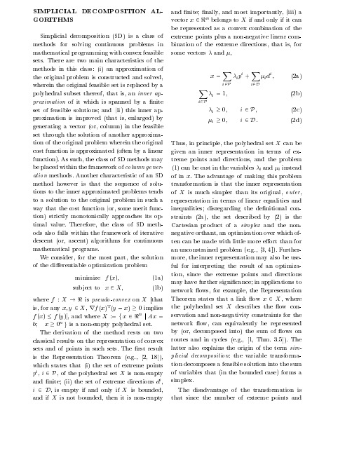 SIMPLICIAL DECOMPOSITION ALGORITHMS