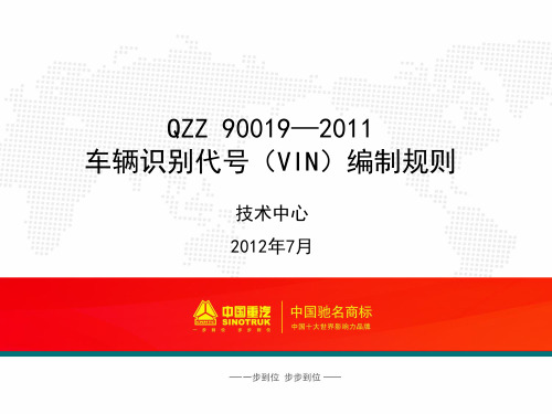 QZZ 90019—2011车辆识别代号(VIN)编制规则