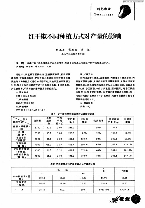 红干椒不同种植方式对产量的影响