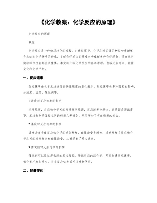 《化学教案：化学反应的原理》