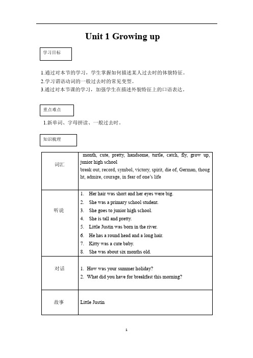 六年级上册英语讲义-unit1 Growing up习题精讲 知识拓展 巩固提高(有答案)  沪教牛津版