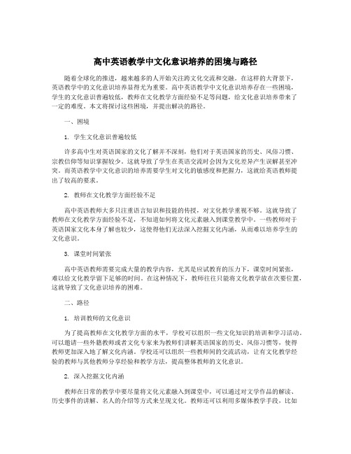 高中英语教学中文化意识培养的困境与路径