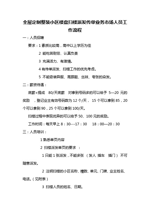 全屋定制整装小区楼盘扫楼派发传单业务市场人员工作流程