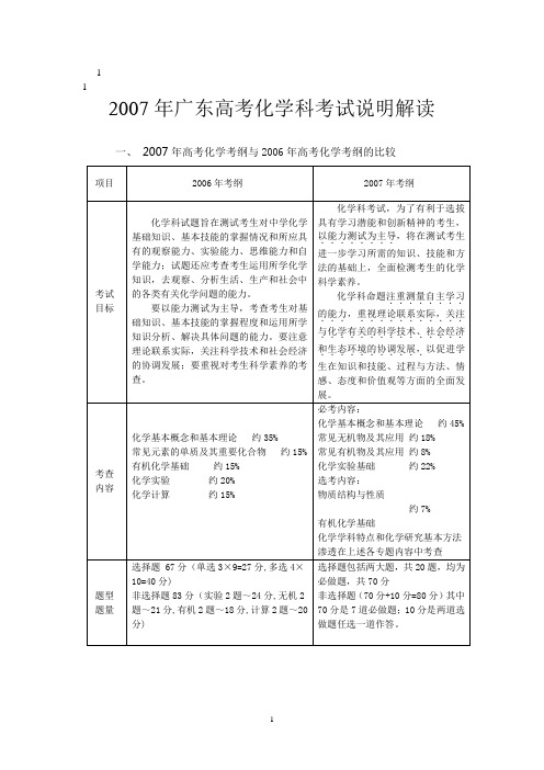 2007的年广东高_考化学科考试说明解读