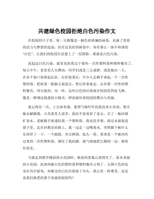 共建绿色校园拒绝白色污染作文