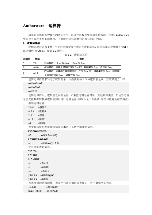 Authorware  运算符